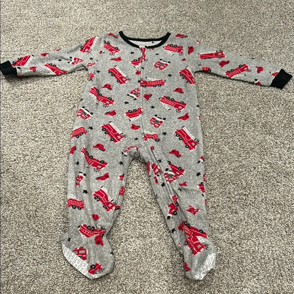 Absorba Kids Pajamas - Gray with Red Fire Trucks